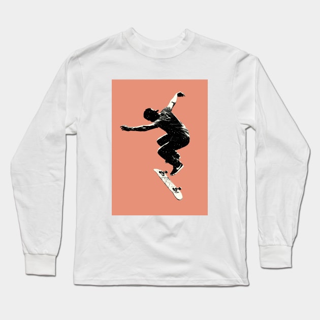 Skateboarder Kickflip Long Sleeve T-Shirt by AKdesign